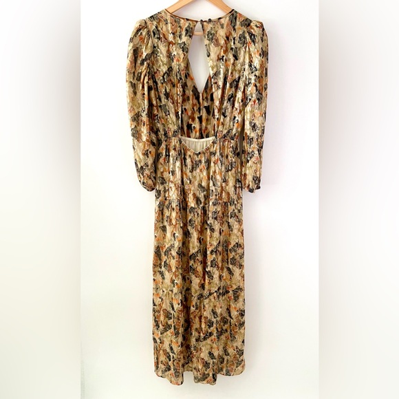 BA&SH || Gullian Metallic Gold Bronze Maxi Dress Open Back Size US 2 XS - Picture 9 of 12